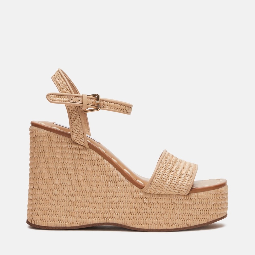 Steve Madden Natural Raffia Wedge Sandals